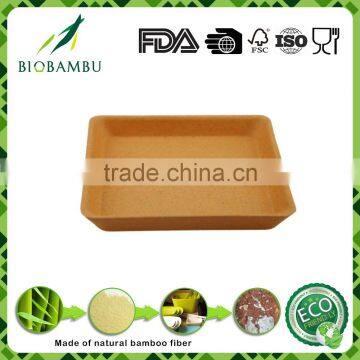 Best selling items compostable pretty design bamboo fiber flower pot tray