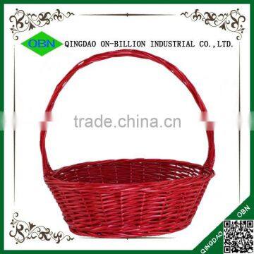 Hand Woven Red Wicker Gift Basket for Christmas photo-2
