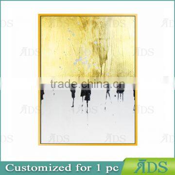 100% Hand Painted Abstract Modern Figure Oil Painting with Gold Foil