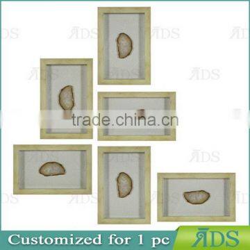 Shadow Box Frame With A Light Gray Wash And Encasing Colorful Natural Agate Under Glass photo-5