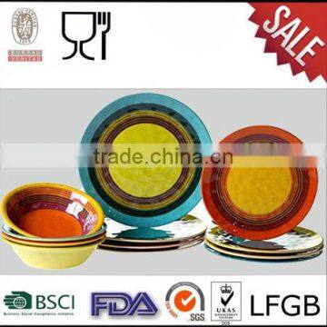 Customized logo print plastic dinner set melamine tableware