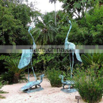 high quality indoor decoration bronze crane treading turtle sculpture for sale