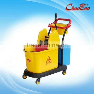 Plastic Down-press Double Mop Wringer Trolley with wheels