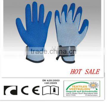 CR 10G seamless T/C liner palm coated latex,crinkle finish,knit wrist with hasp