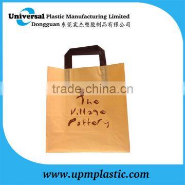 Fashionable flexo printing block bottom black flat tape handle plastic bag