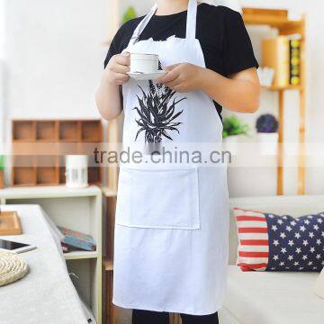 Apron Factory Sell OEM Printed White Cotton Kitchen Bib Cooking Chef Apron