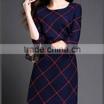 2015 new fashion autumn OL dress formal plaid dress