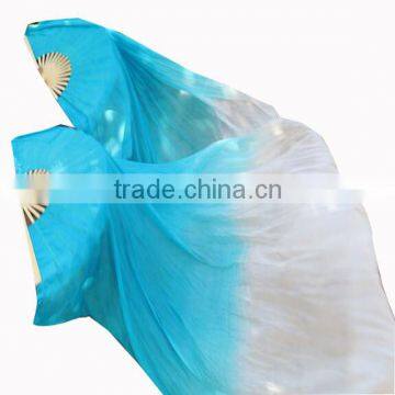 2-Color 1 Pair Silk Belly Dance Veil Bamboo Hand Made dancing Fan Veil