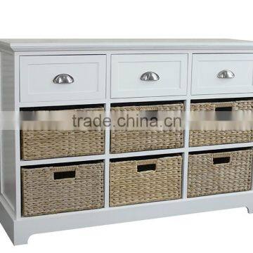 Antique Cheap Wooden Storage Cabinet with 6 Basket Drawers