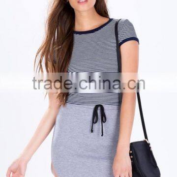 new arrival girls two color stripe t shirt custom OEM service