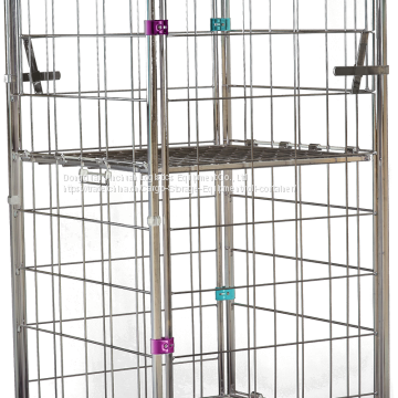 Nestable Heavy Duty Cage Roll Trolley With Wheels , Cage Trolley