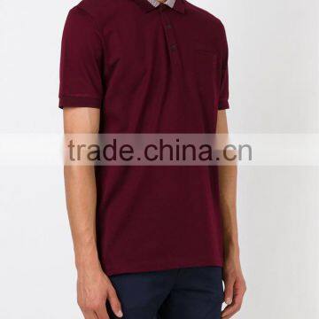 China Manufacturer Good Quality Red Cotton Zig Zag Trim Polo t Shirt With Pocket photo-2