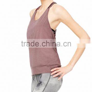 OEM Best Seller Ladies Gym Singlet Custom Tank Top Singlet Yoga Tank in Dark Grey Heather photo-3