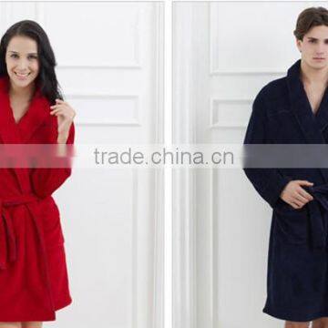 Womens and Mens Hotel Coral Bleece Bathrobe photo-2