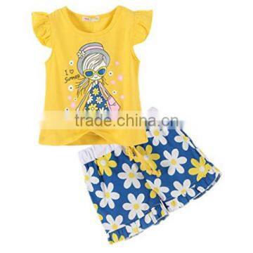 Baby clothes manufacturers Sunshine girl yellow cartoon character skirt and blouse set