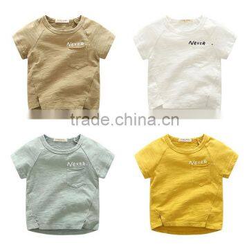 Wholesale summer cotton short sleeves boys kids round neck t-shirt