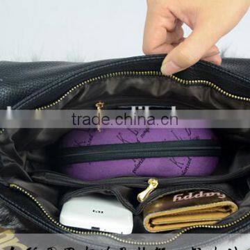 Fox Fur Dual-use Bags Handbags Fashion With Leather Trim photo-5