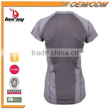 Fashion Design 100 % Polyester Lady V Neck Sports Wear Gym T Shirt photo-3