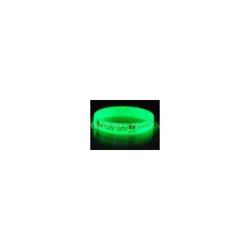 Silicone Glow In The Dark Wristbands / Bracelets With 1 Color Silk Printed