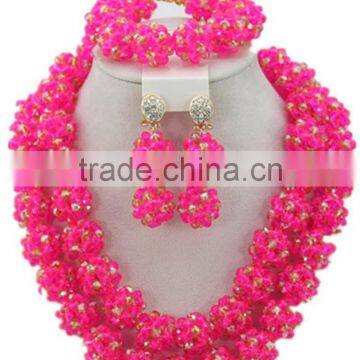 Double Rows Multicolor Ball Crystal Beads Nigerian Bridal Jewelry Set