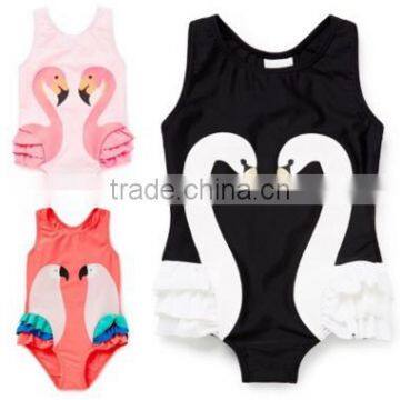 2017 summer girls swimsuit hot sale toddle flamingo swimwear black velvet bathing suit