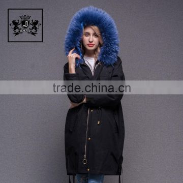 2017 Outdoor raccoon fur collar coat and rabbit fur lining removable hooded goose down for women