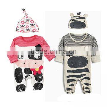 Foreign Trade Wholesale New Style Zebra Striped 100% Cotton Materials Baby Romper