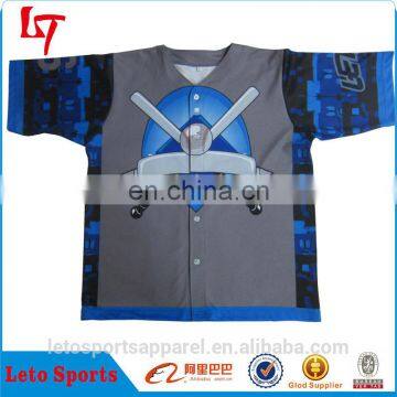 Button Down Custom Wholesale sublimation printed baseball jerseys wholesales dry fit Sublimated custom Baseball Jersey