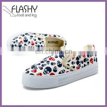 Wholesale high platform shoes slip on wedge heel canvas shoe