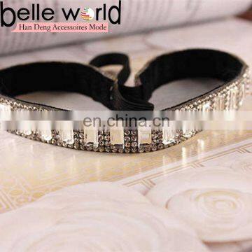 New Square Crystal Rhinestone Headband for Women Bride