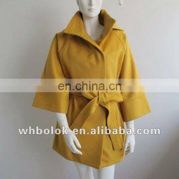 Ladies garments melton wool coat with belt new coat design