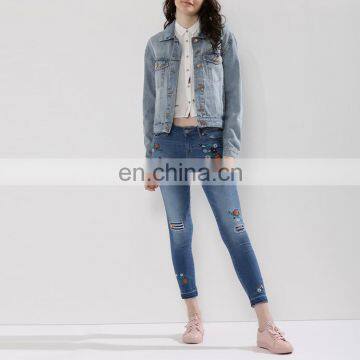 Manufacture Custom Back Embroidery New Vintage Denim Jacket Women