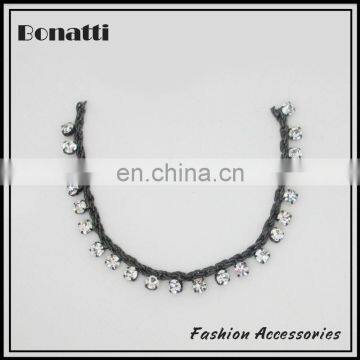 gracile gun metal shoe charming chains with rhinestone