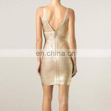 Fashion High Quality Thin Women Golden Bling Bling Strapless Skirt Dresses