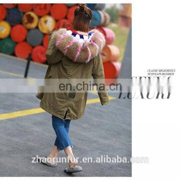 Real Sexy Women Mink Fur Lined Parka Coat photo-3