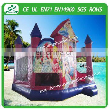 Newly designed party use pink inflatable princess jump slide bouncer combos bouncy castle for children for sale