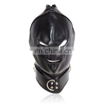 Sex Bondage Hood, Full Head PU Leather Mask Sex Toy