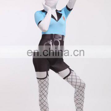 Unisex Police Man Cosplay Costume Spandex Zentai Suits Adult Skinsuit