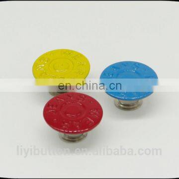 17mm colorful painted brass metal button with removable shank for decorative