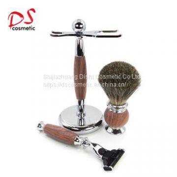 Dishi luxury 3 layer silvertip badger hair shaving brush and stand shaving set