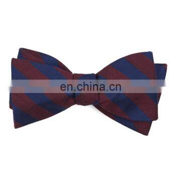 Custom design lumber stripe silk linen mens bow tie