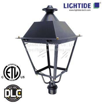 DLC qualified Street LED Post Top Light Fixtures, 50W, 120-277VAC, 5100 lm, 5700K, 5 yrs warranty