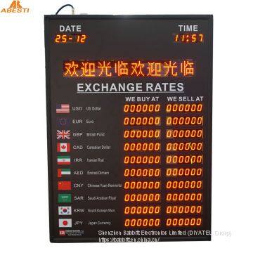 Shenzhen factory electronic price exchange rate display board With Moving Message Hotsale Nigeria LED Exchange Rate Board