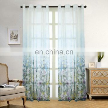 Wholesale linen polyester printing flower design home curtain