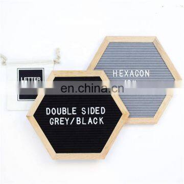 Factory wholesale hexagonal custom size oak gray felt letter boards