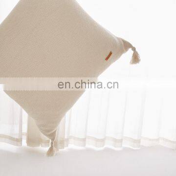 RAWHOUSE White Black Gray Blue Knitted Pillow Case Cushion Cover With Tassels photo-4