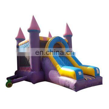 Pink and Purple Bounce House Slide Combo Kids Jump Castle Inflatable Bouncer For Sale