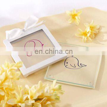 New Design Tempered glass coaster with customized pattern display box