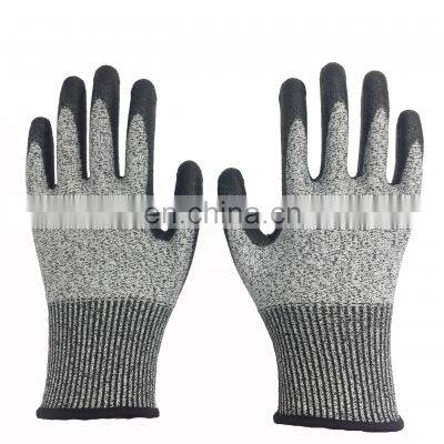 13G HPPE Anti Cut Goldsilk PU Coated Gloves For Industrial Work