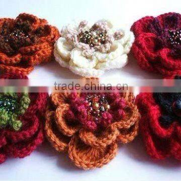 Red Crochet Flower Handmade With Bead